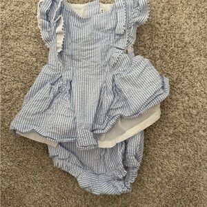 Janie and Jack baby girls cornflower striped summer dress 6-12 months